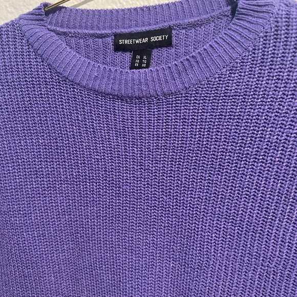 Women’s Short Sweater, Streetwear Society, Purple, Round Neck, Size XL - Picture 9 of 15